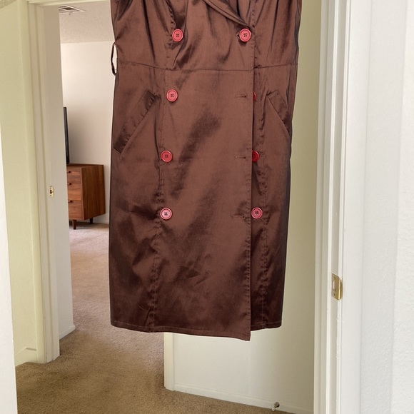 Double breasted fitted copper colored dress. Size 12. Missing belt. - Picture 2 of 5